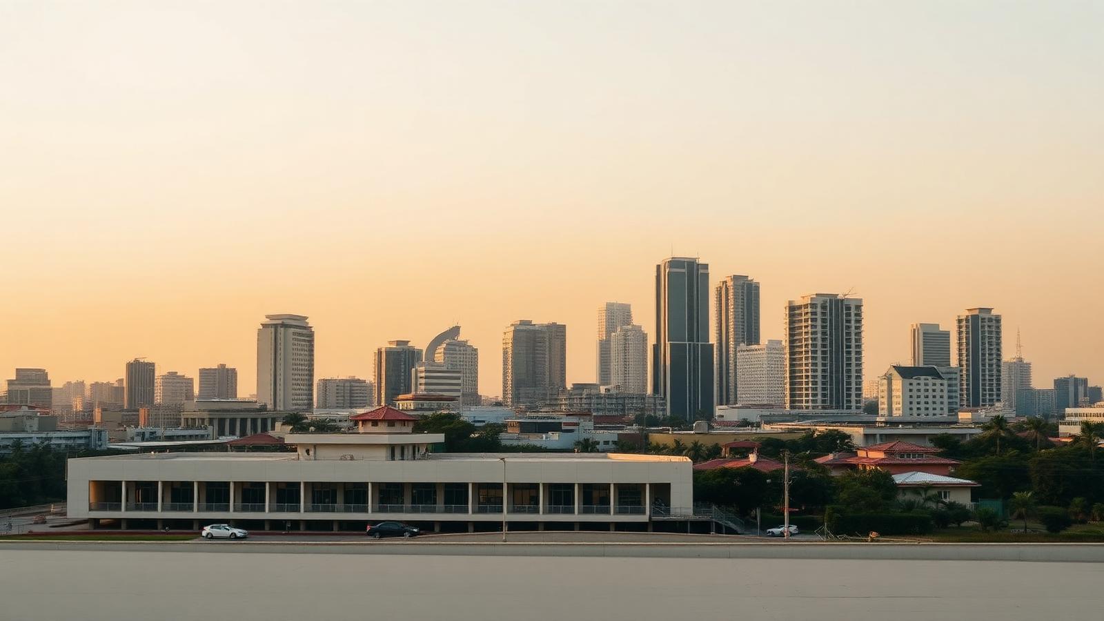 City skyline at golden hour